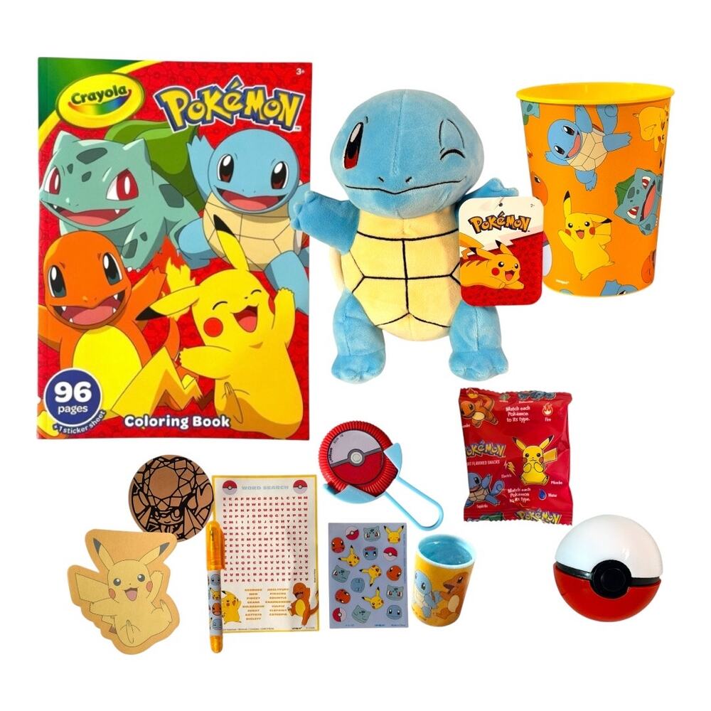 Squirtle Plush Pokemon Easter Basket Fillers Toy Activity Gift Bundle Kids